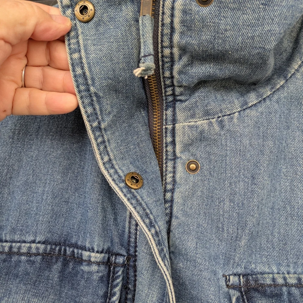 Rare Free People Rendered Denim Sherpa Jacket/Coat- Small ( Oversized) - Picture 11 of 12